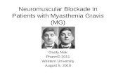 Neuromuscular Blockade in Patients with Myasthenia Gravis (MG) Gardy Mak PharmD 2011 Western University August 5, 2010.