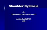 Shoulder Dystocia Or, The head’s out; what next? Ahmad Alkathiri MD.