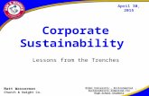 Corporate Sustainability Lessons from the Trenches 1 April 30, 2015 Matt Wasserman Church & Dwight Co. Rider University - Environmental Sustainability.