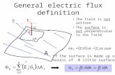 General electric flux definition The field is not uniform The surface is not perpendicular to the field If the surface is made up of a mosaic of N little.
