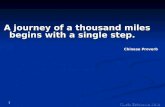1 A journey of a thousand miles begins with a single step. Chinese Proverb.
