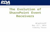 The Evolution of SharePoint Event Receivers @CapAreaSP May 21 st, 2014 Timothy Ferro.