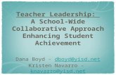 Teacher Leadership: A School-Wide Collaborative Approach Enhancing Student Achievement Dana Boyd - dboyd@yisd.netdboyd@yisd.net Kristen Navarro - knavarro@yisd.netknavarro@yisd.net.