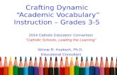 Crafting Dynamic “Academic Vocabulary” Instruction – Grades 3-5 2014 Catholic Educators’ Convention “Catholic Schools, Leading the Learning” Winnie R.