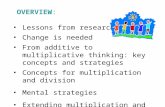 OVERVIEW: Lessons from research Change is needed From additive to multiplicative thinking: key concepts and strategies Concepts for multiplication and.