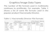 Graphics/Image Data Types The number of file formats used in multimedia continues to proliferate. For example, Table 1 shows a list of some file formats.