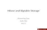 HBase and Bigtable Storage Xiaoming Gao Judy Qiu Hui Li.