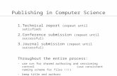 Publishing in Computer Science 1.Technical report (repeat until satisfied) 2.Conference submission (repeat until successful) 3.Journal submission (repeat.