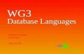 WG3 Database Languages Stephen Cannan Convenor 2002-05-06.