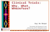 Clinical Trials: Why, What, Wherefore? Guy de Bruyn Perinatal HIV Research Unit University of the Witwatersrand Chris Hani Baragwanath Hospital Johannesburg,