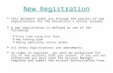 New Registration  This document takes you through the process of new registrations for the University’s online systems.  A new registration is defined.