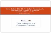 Union Budget 2012-13 Pre-budget Memorandum by Indo-American Chamber of Commerce Recommendations on Tax Draft for Discussion.