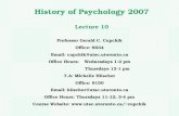 History of Psychology 2007 Lecture 10 Professor Gerald C. Cupchik Office: S634 Email: cupchik@utsc.utoronto.ca Office Hours: Wednesdays 1-2 pm Thursdays.