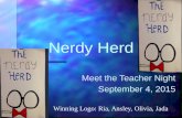 Meet the Teacher Night September 4, 2015 Nerdy Herd Winning Logo: Ria, Ansley, Olivia, Jada.