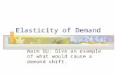 Elasticity of Demand Warm Up: Give an example of what would cause a demand shift.