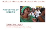 ACOUSTICS OF SINGING MUSIC 318 MINI-COURSE ON SPEECH AND SINGING Science of Sound, Chapter 17 Resonance in Singing, Miller The Science of the Singing Voice,