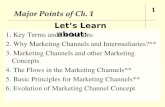 Major Points of Ch. 1 1. Key Terms and Definitions 2. Why Marketing Channels and Intermediaries?** 3. Marketing Channels and other Marketing Concepts 4.
