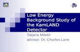 Low Energy Background Study of the KamLAND Detector Tatjana Miletić advisor: Dr. Charles Lane.