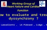 Working Group of Heart Failure and Cardiac Function How to evaluate and treat dyssynchrony ? P Lancellotti, LA Piérard, Liège, BE.