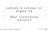 Latinos & Latinas in Higher Ed What Constitutes Success? Dr. Victor Chacón, Presenter L.E.A.P. 2008.