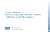 CD in Natural Language Software Artifacts 1 Clone Detection in Natural Language Software Artifacts: Techniques and Applications Elmar Juergens November.