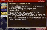 Section 4-15 Bacon’s Rebellion Click the mouse button or press the Space Bar to display the information. Sir William Berkeley = the governor of Virginia,
