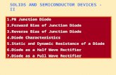 SOLIDS AND SEMICONDUCTOR DEVICES - II 1.PN Junction Diode 2.Forward Bias of Junction Diode 3.Reverse Bias of Junction Diode 4.Diode Characteristics 5.Static.