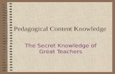 Pedagogical Content Knowledge The Secret Knowledge of Great Teachers.