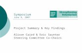Symposium June 8, 2007 Project Summary & Key Findings Alison Caird & Eric Saunter Steering Committee Co-Chairs.