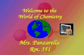 Welcome to the World of Chemistry Mrs. Panzarella Rm. 351.
