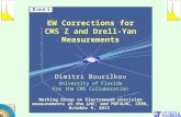 EW Corrections for CMS Z and Drell-Yan Measurements Dimitri Bourilkov University of Florida For the CMS Collaboration Working Group on Electroweak precision.