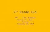 7 th Grade ELA 4 th Six Weeks January 21, 2013 Through February 28, 2014 February 28, 2014.