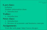 CDAE 266 - Class 02 August 31 Last class: Syllabus Student information sheet 1. Introduction Today: 1. Introduction Next class: 1. Introduction 2. Review.