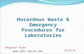 Hazardous Waste & Emergency Procedures for Laboratories 05-27-10  Adapted from: