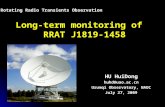Long-term monitoring of RRAT J1819-1458 HU HuiDong huhd@uao.ac.cn Urumqi Observatory, NAOC July 27, 2009 Rotating Radio Transients Observation.