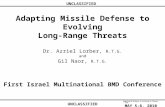 UNCLASSIFIED Adapting Missile Defense to Evolving Long-Range Threats Dr. Azriel Lorber, R.T.G. and Gil Naor, R.T.G. First Israel Multinational BMD Conference.