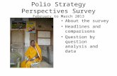 Polio Strategy Perspectives Survey February to March 2013 About the survey Headlines and comparisons Question by question analysis and data.