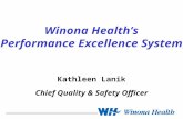 Winona Health’s Performance Excellence System Kathleen Lanik Chief Quality & Safety Officer.