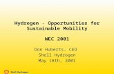 Hydrogen - Opportunities for Sustainable Mobility WEC 2001 Don Huberts, CEO Shell Hydrogen May 18th, 2001.