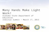 Many Hands Make Light Work! Alabama State Department of Education Indistar Summit ~ March 17, 2015.