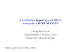 A tentative typology of KOS: towards a KOS of KOS? Doug Tudhope Hypermedia Research Unit University of Glamorgan NKOS Workshop, ECDL, 2006.