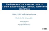 The impacts of the economic crisis on Central-Eastern Europe, policies, trade union responses PERC-ITUC Trade Union Forum Minsk 26-27th October 2009 Béla.
