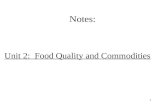 1 Notes: Unit 2: Food Quality and Commodities. 2 Food Commodities 3.1 analyse the properties of specific food commodities 3.2 select and use different.