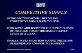 Competitive markets in the short-runslide 1 COMPETITIVE SUPPLY IN THIS SECTION WE WILL DERIVE THE COMPETITIVE FIRM’S SUPPLY CURVE. THEN WE’LL ADD TOGETHER.