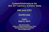 1 Cyberinfrastructure for the 21 st Century (CIF21): Data MRI and STCI EarthCube CASC Sept 9, 2011 Rob Pennington Office of Cyberinfrastructure (OCI) National.