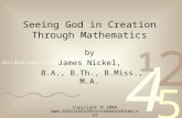 Seeing God in Creation Through Mathematics by James Nickel, B.A., B.Th., B.Miss., M.A. Copyright  2008 .