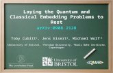 Laying the Quantum and Classical Embedding Problems to Rest arXiv:0908.2128 Toby Cubitt 1, Jens Eisert 2, Michael Wolf 3 1 University of Bristol, 2 Potsdam.