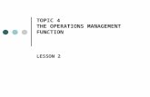 TOPIC 4 THE OPERATIONS MANAGEMENT FUNCTION LESSON 2.