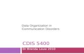 CDIS 5400 Dr Brenda Louw 2010 Data Organization in Communication Disorders.