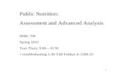 1 Public Nutrition: Assessment and Advanced Analysis INHL 709 Spring 2010 Tues Thurs: 9.00—10.30 + troubleshooting 1.30-3.00 Fridays in 2200-23.